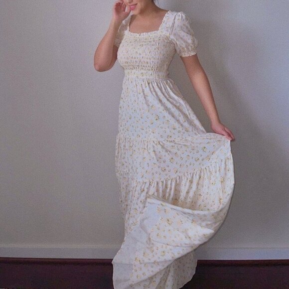 Light yellow Floral Maxi Dress - Picture 1 of 5